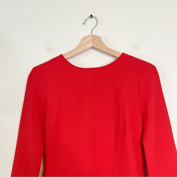 Banana Republic Red Long Bell Sleeve Mini Dress Tie Open Back Size 0 Classic - Picture 4 of 11
